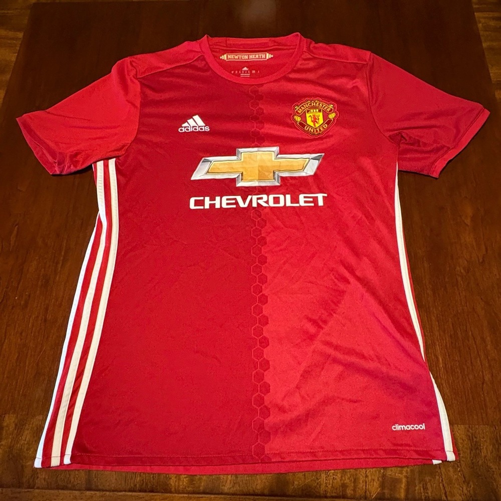 adidas Manchester United Red Jersey with White Stripes